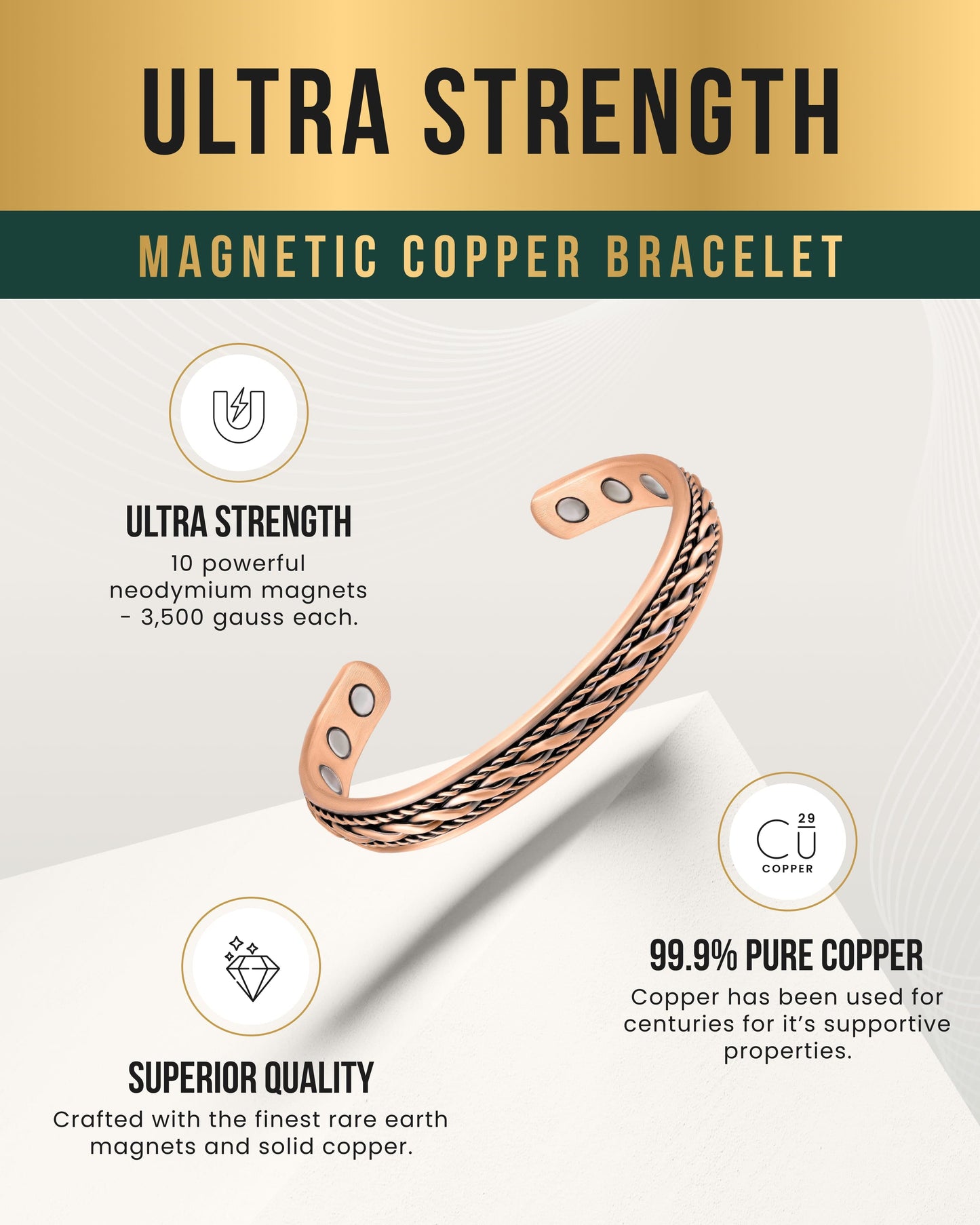 Women’s Inlay Copper Wire Magnetic Therapy Bracelet Bangle